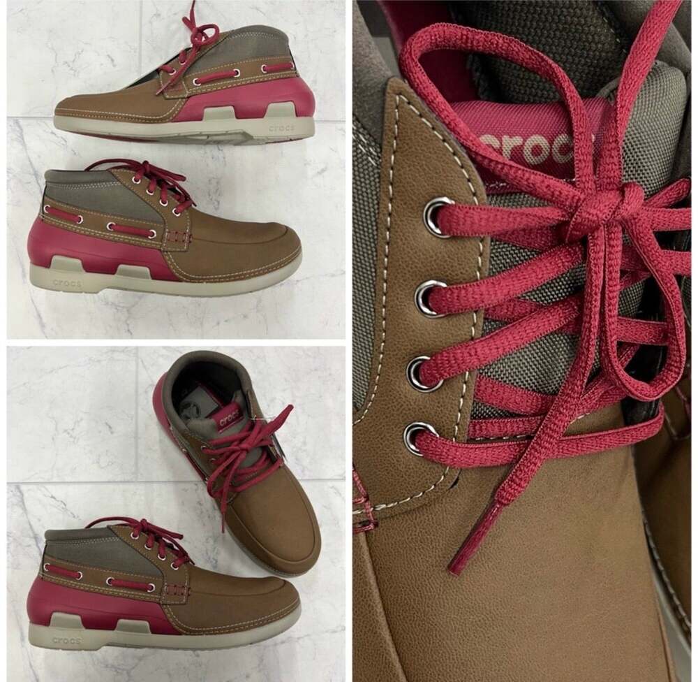 CROCS Beach Line Boat Chukka in Hazelnut / Brick Red Size 10